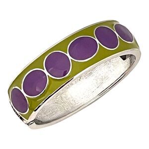 New Spring Street Bangle Bracelet Hinged Silver Green & Purple Enamel BB1